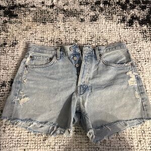 Agolde‎ Light Blue Distressed Jean Shorts